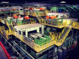 automatic waste sorting machinery in a MRF